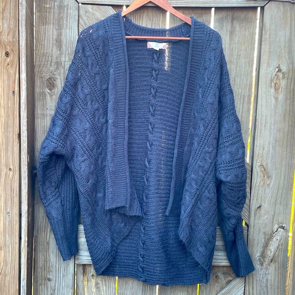 Pink rose navy sweater
